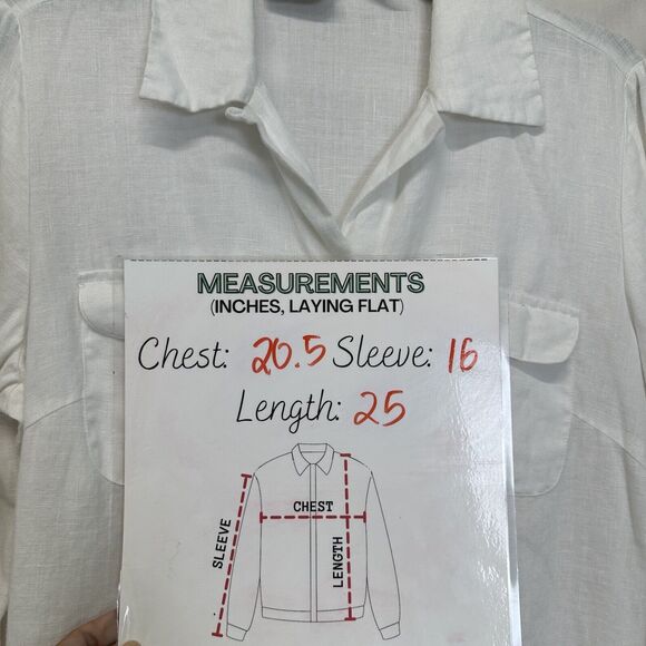 Edward Irish Linen Women’s S Blouse Button Down White Floral Beaded 3/4 Sleeve - Picture 6 of 10